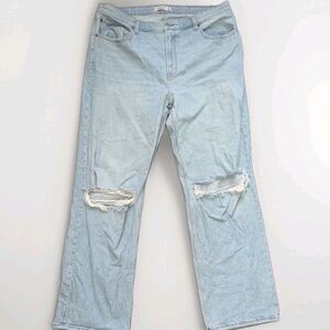 Abercrombie Fitch Jeans Womens 34/18L Blue 90s Relaxed High Rise Distressed